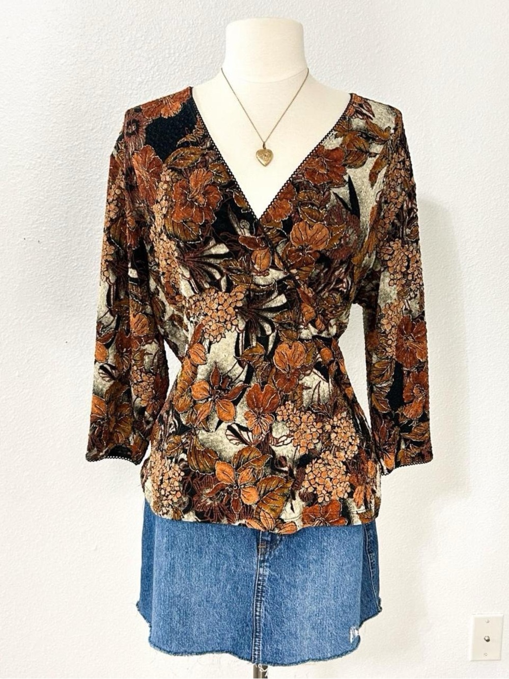 brown floral print long sleeve